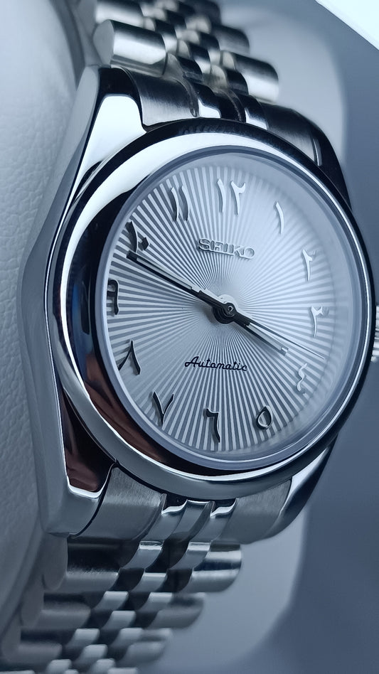 Seiko mod lady's Arabic pearl white automatic 31mm