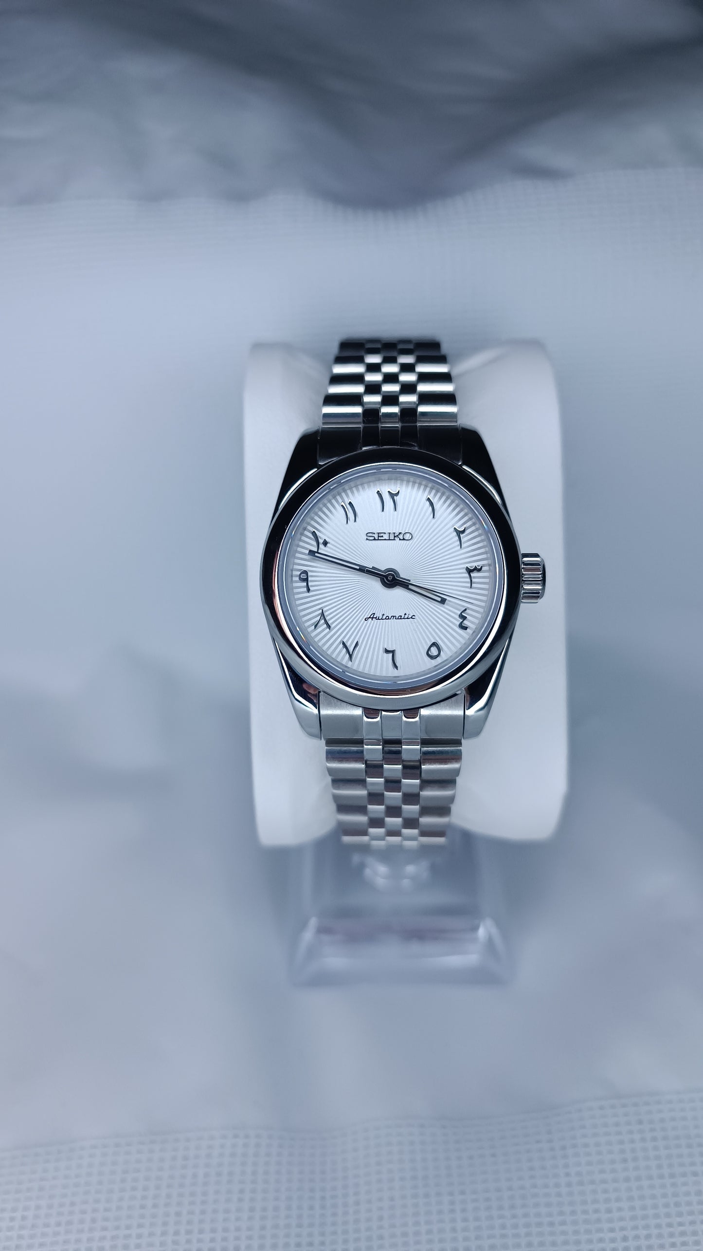Seiko mod lady's Arabic pearl white automatic 31mm