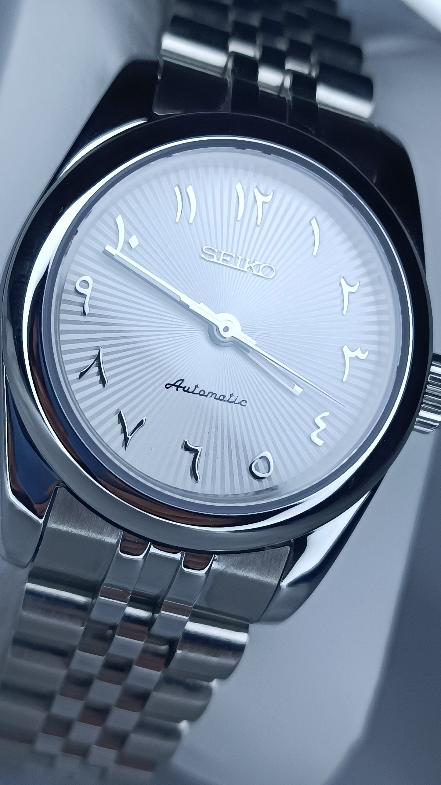 Seiko mod lady's Arabic pearl white automatic 31mm